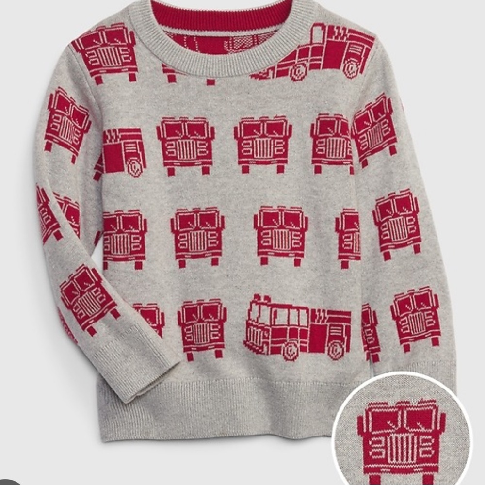 Gap Firetruck Print Sweater Boys Sz 4
